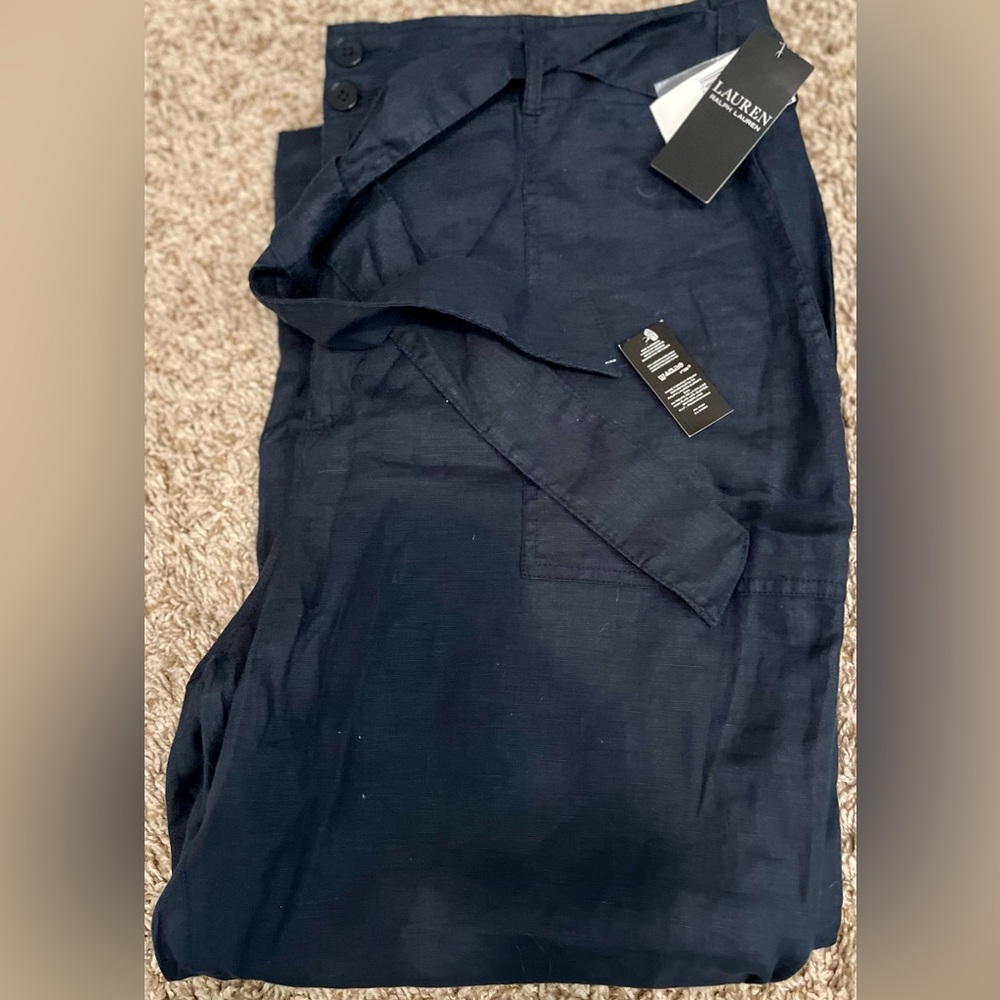 NWT-Ralph Lauren Navy Linen Pants